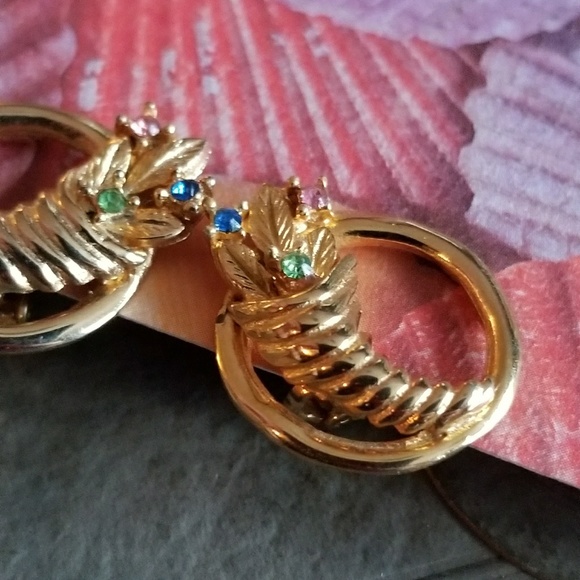 Vintage Cornucopia clip earrings gold tone - Picture 3 of 6